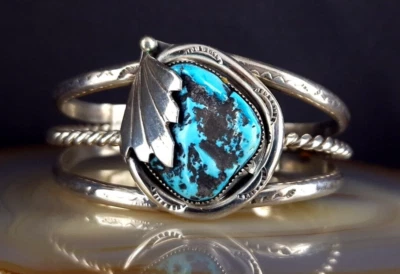 Armreif Silber Türkis Indianer massiv - zauberhaft & auffällig  - Bild 1 von 4