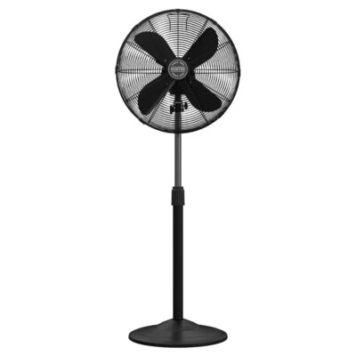 Ventilador de pedestal oscilante preto fosco 16" portátil 3 velocidades ventilação ajustável - Imagem 1 de 4