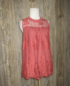 Xhilaration Sleeveless Top Womens Lace Pink Lined Boho Coquette Fairy  Sz Small - Picture 1 of 12