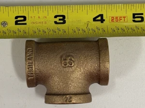 Merit Brass X106-08 Brass Tee: 1/2" Fitting, Threaded FNPT Ends, Class 125 5PCS - Picture 1 of 3