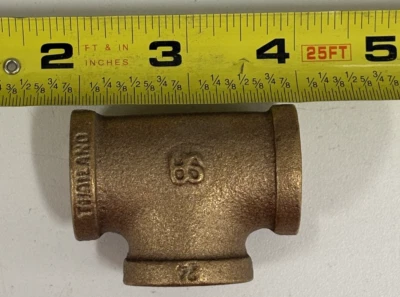 Merit Brass X106-08 Brass Tee: 1/2" Fitting, Threaded FNPT Ends, Class 125 5PCS - Image 1 of 3