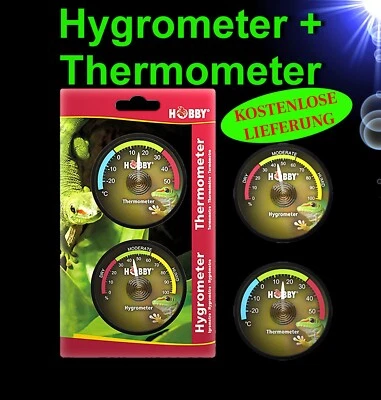 TOP Terrarium etc. 🍀 THERMOMETER HYGROMETER 🍀 HOBBY analog Zubehör Deko Pflege