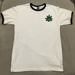 CUSTOM - Cannabis - Pot Leaf - Marijuana Leaf - Ringer T Shirt - Men's Medium
