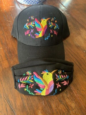 Mexican Bird Embroidered Cap And Face Mask With Filter - Image 1 of 3