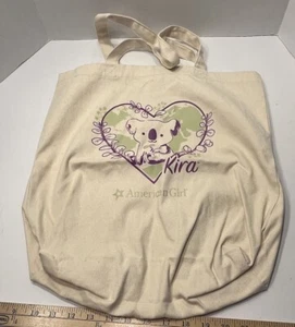 American Girl Kira Koala Beige Canvas Tote Bag For Girls Purple Green Accents - Picture 1 of 6