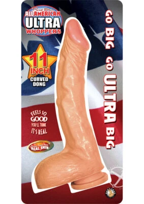 All American Ultra Whoppers Curved Dildo 11in - Vanilla - Image 1 of 2