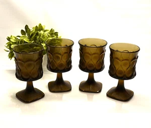 4er Set Vintage Noritake Spotlight Walnuss Braun Wasserkelche Gläser 6" - Bild 1 von 16