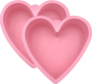 9 Inch Silicone Heart Shaped Cake Pans, 2 Pack Large Nonstick Heart Cake Mold... - Picture 1 of 1