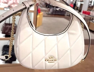 🩷Coach CY710 Carmen Mini Crossbody Leather Bag W/Quilting Chalk NWT🎀NEW🎁NIP - Picture 1 of 17