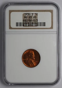 1930 S Lincoln Cent NGC MS 65 RD - Picture 1 of 5