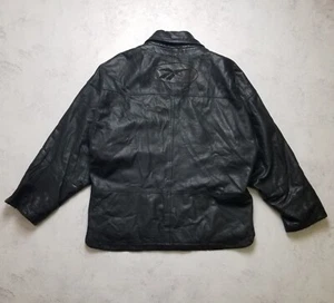 Vintage Reebok Oiled Lamb Nappa Leather Jacket Black Men's Size 46 Made in India - Picture 1 of 22