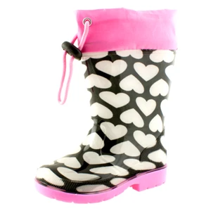 NEW GIRLS WELLINGTON BOOTS BABY KIDS RAIN WELLIES INSOLES WATERPROOF HEART SHOES - Picture 1 of 7