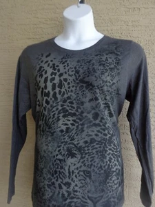 T-shirt girocollo Hanes Small grafica misto cotone L/S nuova con etichetta Heth. Grigio - Foto 1 di 2
