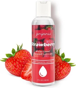 4 fl.oz. Strawberry Flavored Water Based Lubricant for Men Women - Picture 1 of 6