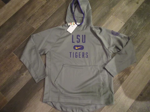 LSU Tigers Nike Dri Fit Hoodie Sweatshirt Men's Large new with tags Free Ship Cover
