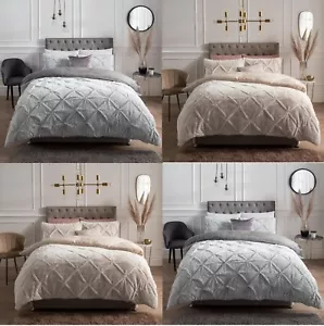 Luxurious ROUCHED FAUX FUR Fleece Duvet Cover with Pillowcases - Picture 1 of 9