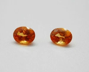 2 Matching Natural Loose Oval Shape Orange Sapphires Weighing 1.15 Ct - Picture 1 of 9