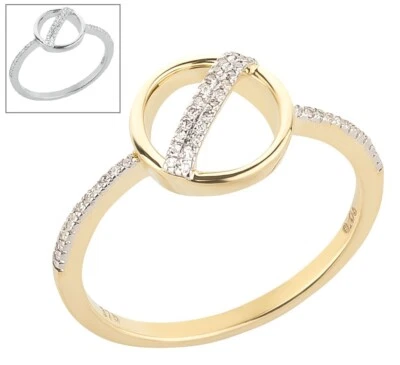 Goldring 375 Gelbgold oder Weißgold Diamanten Brillanten Gold Ring rund Kreis - Bild 1 von 2