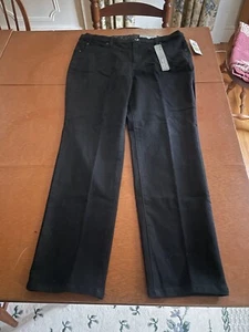 JM Collection black pants elastic comfort waistband slim leg size 14 New w/ Tags - Picture 1 of 17