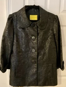 Vintage Unique Flores & Flores Black Embossed Metallic Dress Jacket - Picture 1 of 11