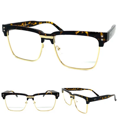 Herren Klassisch Elegant Moderne Retro Klar Gläser Brillen Quadrat Schildkröte - Bild 1 von 4