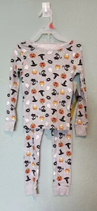 Way to Celebrate kids Size 5 Gray Halloween Cat Bat Ghost 2-Piece Pajama Set NWT - Picture 1 of 4