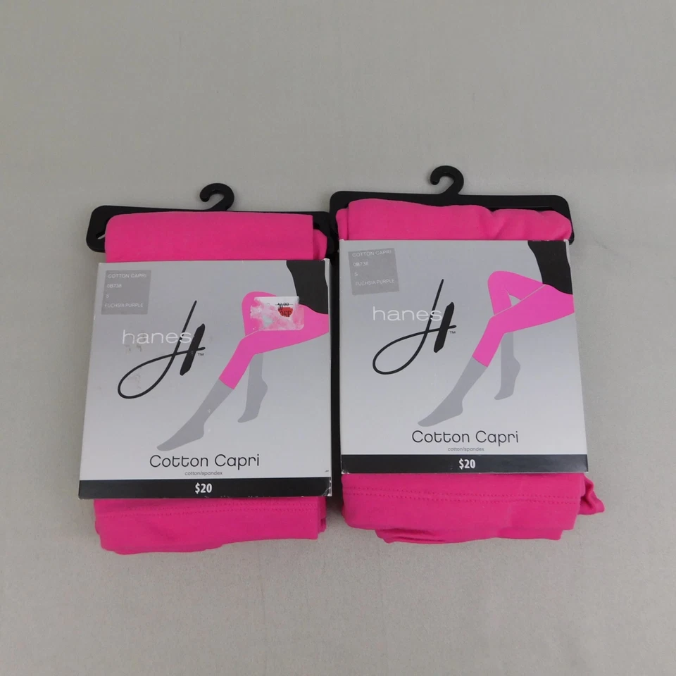Lote 2 Pares de Leggings Capri Hanes 0B738 Algodón Elástico Púrpura 4-6 Pequeños #1524 Foto 1 de 4
