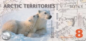 Arctic Territories 8 Dollars 2011 Polar Bear UNC Series 3A Polymer - Picture 1 of 3