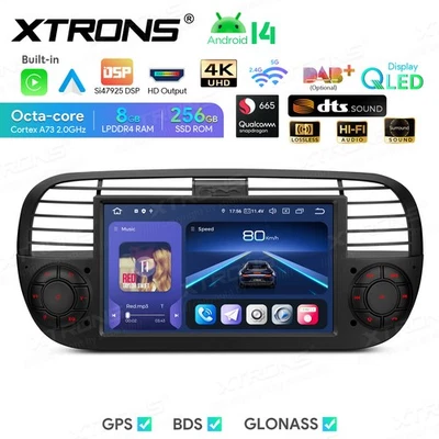Android 14 8+256GB Car GPS Stereo Radio CarPlay DTS HiFi For Fiat 500 2007-2015 - Image 1 of 4