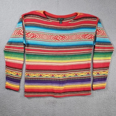 复古 Lauren Ralph Lauren 毛衣女式 XL 西南阿兹特克 Serape 西部 — 第 1/4 张图片