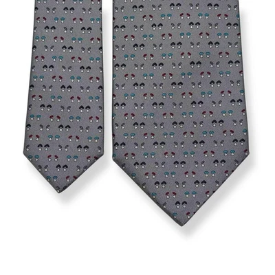 Corbata de Seda Hermes Patrón Cara Gris 1-2x Usado Elegante Accesorio Foto 1 de 4