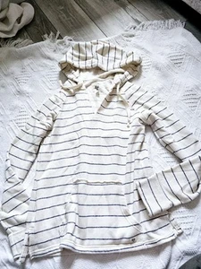 Billabong Sweatshirt Womens Striped Hoodie Pullover Pocket V Neck Nautical 8 - Picture 1 of 3