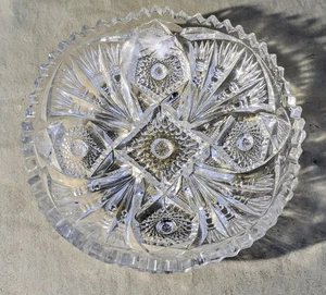 Antique IMPERIAL No. 212 NUCUT Clear Glass Bowl Diamond With Fans Exc Used Cond! - Picture 1 of 4
