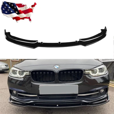 Alerón labial de parachoques delantero negro brillante para BMW F30 320i Base 2012-2015 Foto 1 de 4