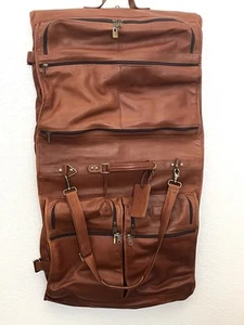 TUMI Vintage Brown Colombian Alpha Napa Leather Bi-Fold Garment Bag - Picture 1 of 24