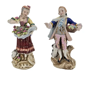 Vintage viktorianische Porzellanfiguren umwerbendes Paar 8 Zoll hergestellt im besetzten Japan - Bild 1 von 12