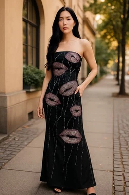 Vestido Flirt By Maggie Sottero Talla Pequeña Lentejuelas Beso Labios Con Cordones Espalda Foto 1 de 4