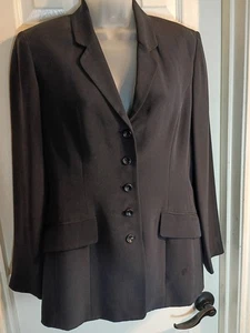 Due Per Due Blazer Black 100% Silk Sz 4 Classic Money - Picture 1 of 6