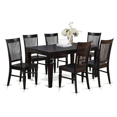 East West Furniture Weston 7-piece Wood Dining Set in Black/Cherry - Image 1 of 4