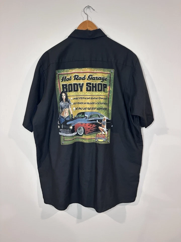 Camisa de Trabajo Rockabilly Para Hombres XL Roja Gorra Hot Rod Personalizada Pinup Greaser Foto 1 de 4