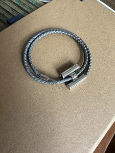 Hermes H Tournis Tresse Bracelet T4 Grey Blue Men’s Used - Picture 1 of 8