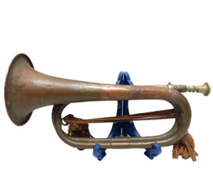 Old Japanese Army Trumpet Assault Bugle Military Antique Vintage Japan w/Dents - Picture 1 of 5
