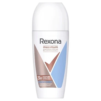 96,00€/L- 6x Rexona Maximum Protection Anti-Transpirant Roll-On-Clean Scent-50ml - Bild 1 von 2