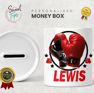 PERSONALISED BOXING THEME KIDS CHILDREN MONEY BOX - GIFT PRESENT IDEA - Picture 1 of 1