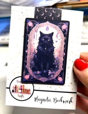 BEWITCHINGLY BOOKISH Mystical Black Cat Magnetic Bookmark Book Lover Bookish Reader Gift Witchy