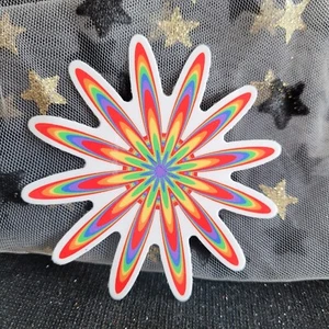 RNBW006 Thin Petal Flower Rainbow Star Flower Shaped Pride Sticker | LGBTQ Queer - Picture 1 of 7