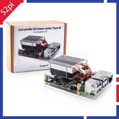 52PI Low-profile ICE Tower CPU Cooler Silent Fan for Raspberry Pi 4B/3B+/3B - Image 1 of 4