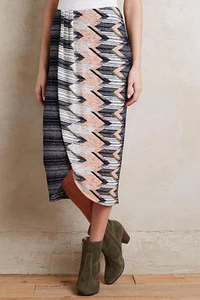 NWT Anthropologie Plata Chevron Skirt by Maeve, XXS, MP, Vivid color, Tulip Hem - Picture 1 of 4
