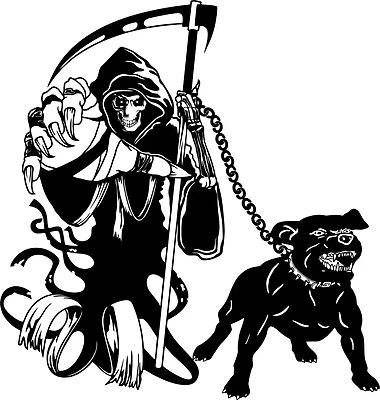  Grim Reaper Dog Chain Scythe Zombie Monster Window Laptop Vinyl Decal Sticker - Image 1 of 2