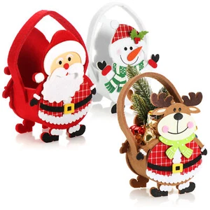 3x Weihnachtstaschen aus Filz - weihnachtlicher Geschenkkorb - rot/braun/weiß - Bild 1 von 7